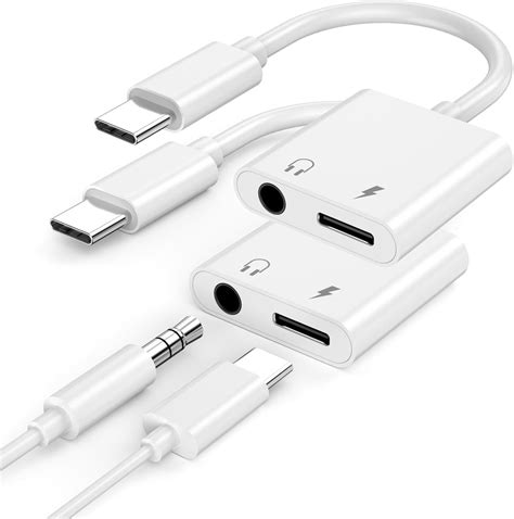 Amazon.com: USB C to 3.5mm Headphone and Charger Adapter, 2 Pack Type C ...