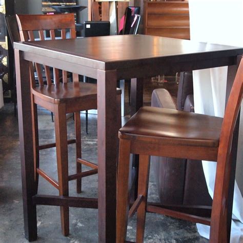 10759 High top bar style wood table with 2 chairs