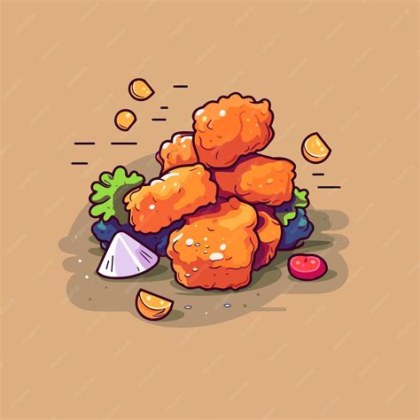 Premium Vector | Chicken nuggets vector illustration clean line and ...