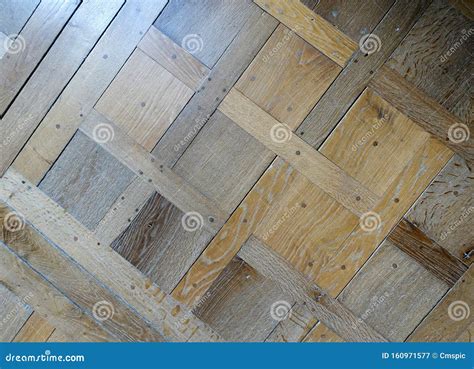 Very Old Wooden Parquet Floor with Square Pattern Stock Image - Image ...