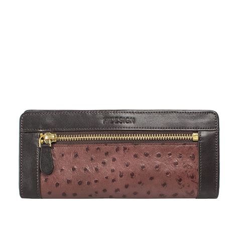 Buy HIDESIGN EE-Libra-W1-RF Chocolate Ostrich Embossed Leather Bi-Fold ...