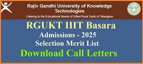 IIIT Basara Selection List - Download Call Letters @rgukt.ac.in - Jobs ...