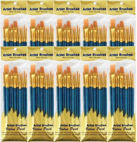 Amazon.com: ESRICH Acrylic Paint Brushes Set, 10 Packs/ 100 Pcs ...