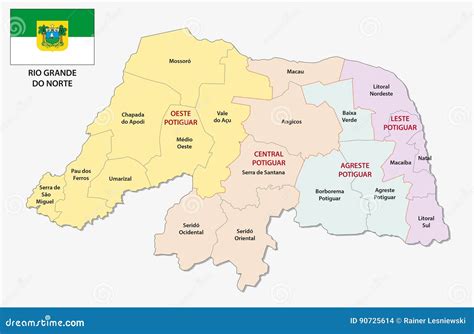 Rio Grande Do Norte Administrative and Political Map with Flag Stock ...