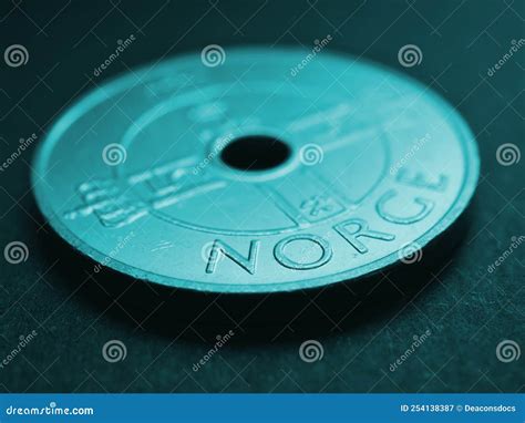 Translation: Norway. 1 Norwegian Krone Coin Close-up. National Currency of Norway Stock Image ...