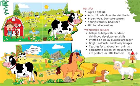 At the Farm - Lift The Flap Book for Kids Age 3-6 Years with Bright and ...
