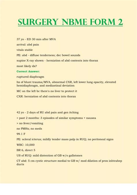 Surgery NBME Form 1 Correct Questions & Answers; Latest 2023 / 2024 ...