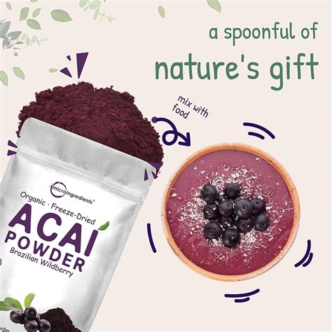 Organic Freeze-Dried Acai Powder 8oz - 100% Pure Brazilian Berry Pulp ...