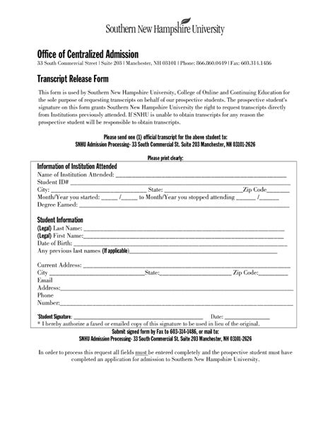 Snhu Transcript Request - Fill Online, Printable, Fillable, Blank ...
