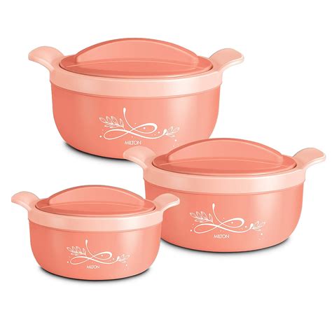 Buy Milton Crave Jr Inner Steel Casserole Gift Set of 3, Peach Online ...
