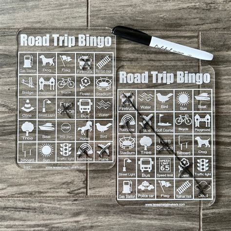 Acrylic Car Bingo Game | Dry Erase Back Seat Bingo Set of 2 or 4 Board ...