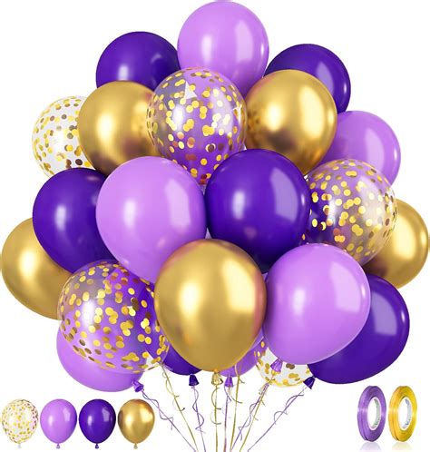 Amazon.com: Paready Purple and Gold Balloons, 60 Pcs 12 Inch Dark Purple and Metallic Gold ...