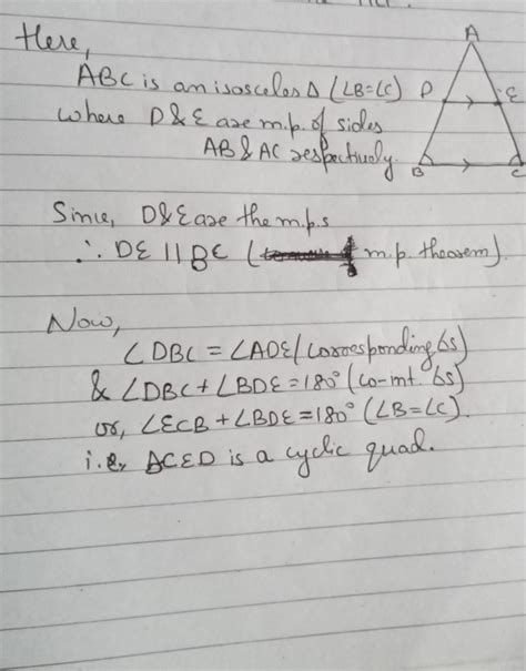 In an isosceles triangle ABC, AB=AC. D and E are the midpoints of AB ...