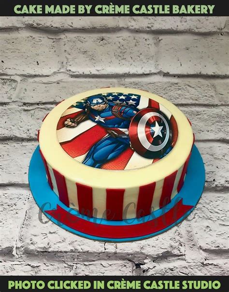Captain America Photo Design Cake – Creme Castle