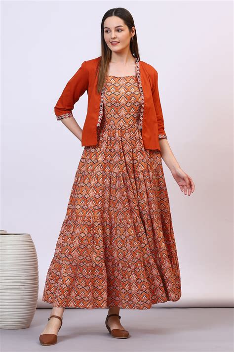 Buy Orange Solid Front Open Cotton Flax Jacket Online for Woman | Shop ...