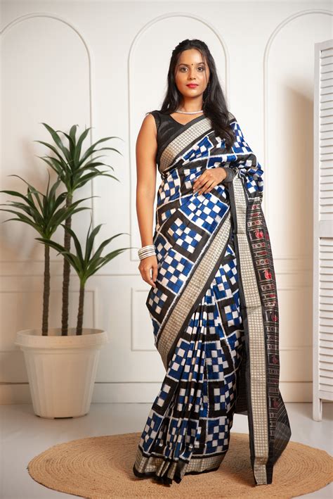 Blue Pasapali Full Body Sambalpuri Saree – MaasinMe