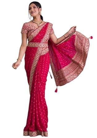Buy KAKSHYA Women's Embroidery Vichitra Silk Beautiful Ethinic Wear ...