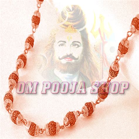 Eight mm five Mukhi Java Rudraksha Mala in Copper Capping buy online at ...
