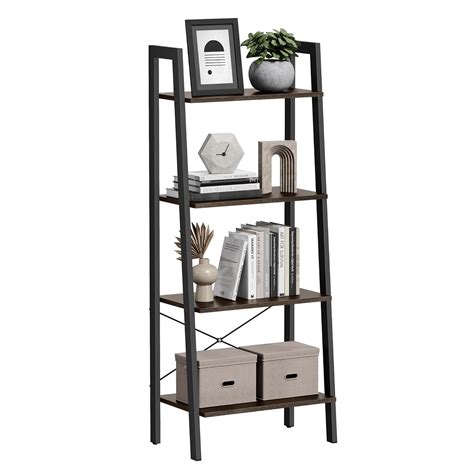 VASAGLE ALINRU 4-Tier Ladder Steel Frame Book Storage Rack Shelves ...