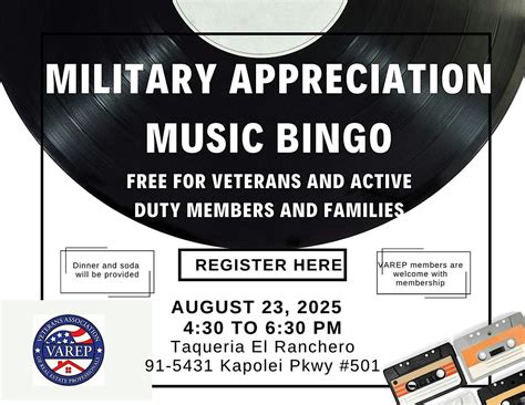 Military Appreciation Music Family Bingo, Taqueria El Ranchero, Kapolei ...