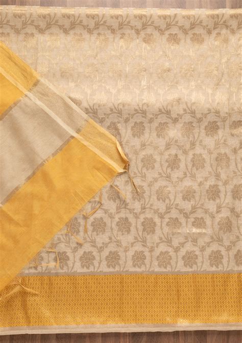 Buy Gold Zariwork Brocade Unstitched Salwar Suit - Koskii