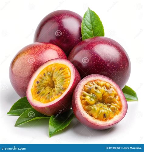 Purple Passion Fruit & X28;Passiflora Edulis& X29; with Cut in Half and ...
