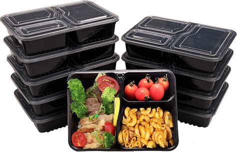 Buy 10 Pack] 3-Compartment Meal Prep Containers: 1000ML Reusable Meal ...