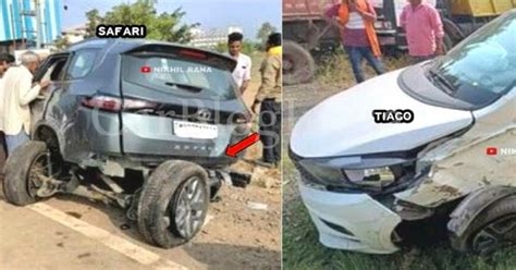 Tata Tiago (4-star NCAP) Hits Safari (NCAP – NA), SUV Seen With Broken ...