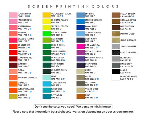 COLOR CHARTS – Print Works