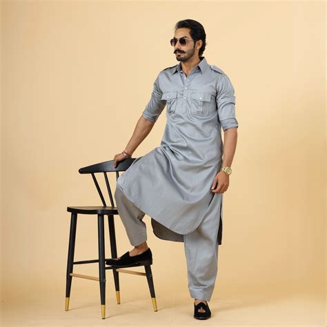 Classy Grey Pathani Kurta-Salwar Set – Rajanyas