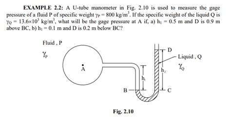 Image result for U Tube Manometer Example Problems5g PDF