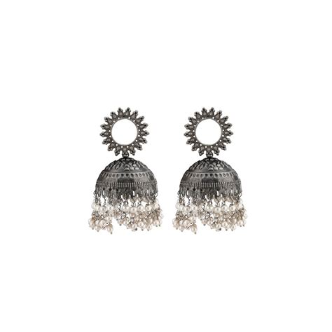 Buy Teejh Nupur Silver Oxidised Earring Online