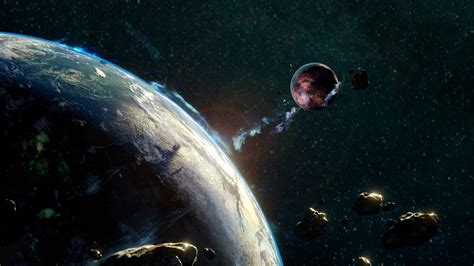 Download wallpaper 1920x1080 asteroid, meteorite, space, fall full hd ...