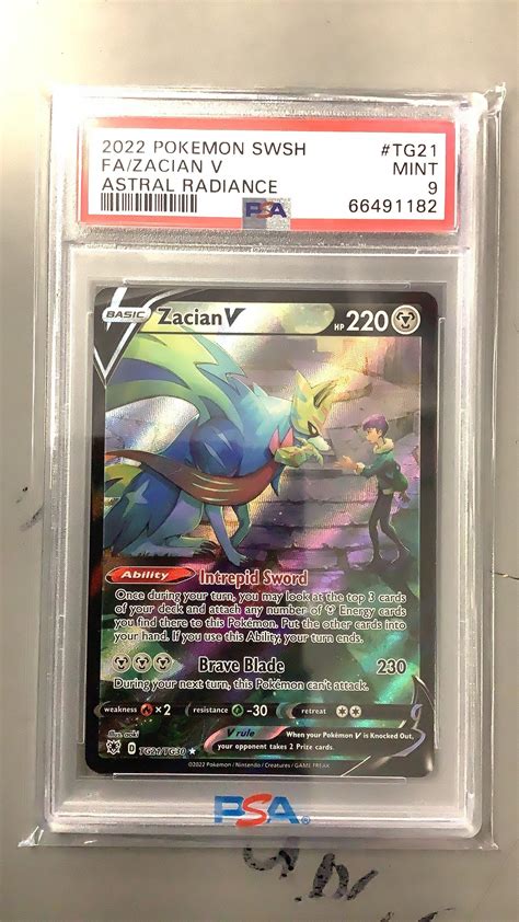 2022 Pokemon Sword & Shield Astral Radiance Tg21 Full Art/zacian V PSA ...