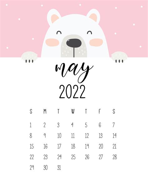 May 2022 Calendar Cute