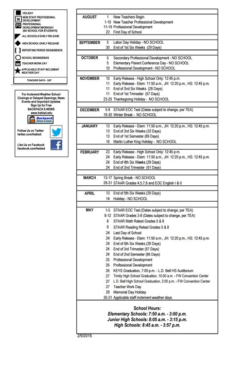 Oakwood Terrace Elementary - School District Instructional Calendar ...