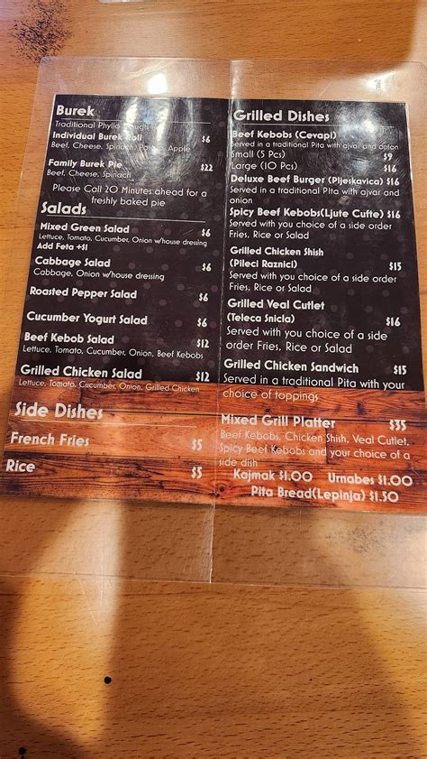 Menu at The Balkan Kitchen restaurant, Cliffside Park