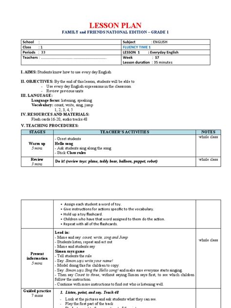 Image result for Fluency Lesson Plan Examples
