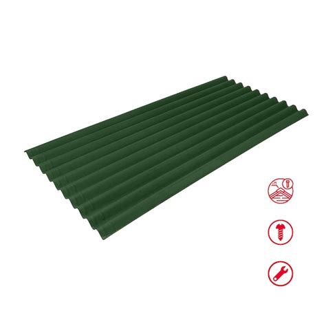 Ondura Premium Series 3.16-ft x 6.58-ft Corrugated Green Asphalt Roof ...