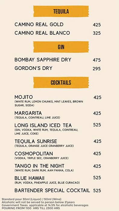 Menu at The Bar, Chennai, Fairfield by Marriot