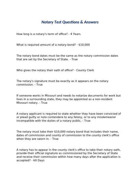 Image result for Answer Key for Notary Test