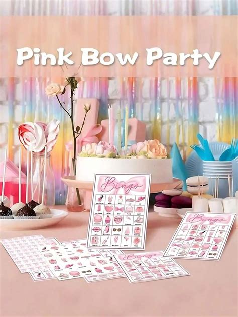 33pcs Pink Bow Birthday Party Bingo Game Cards,Hot Pink Birthday Party ...