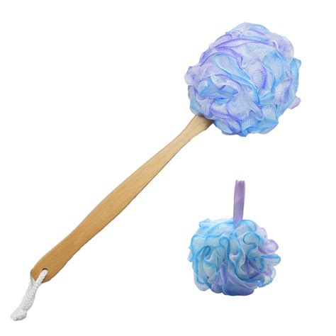 Loofah Sponge Set of 2, Shower Back Brush,, Wooden Handle Loofah on a ...