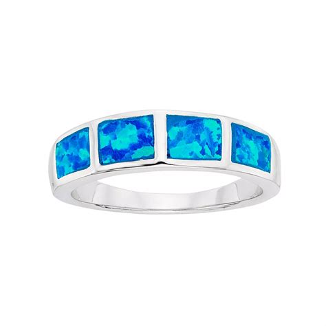 Nautica Rocks Lab-Created Blue Opal Sterling Silver Ring