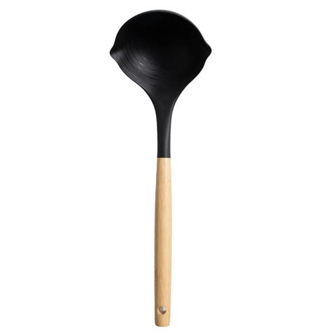 Mainstays Nylon Soup Ladle with Bamboo Handle, 13 inches, Black Kitchen ...