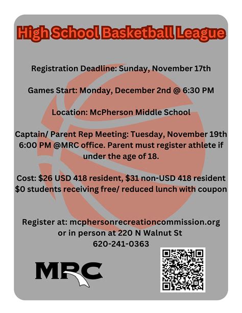 MRC-Adult Basketball - McPherson, Kansas YMCA | McPherson Recreation ...