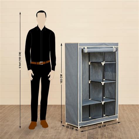 Buy Helios Primus Fabric 1-Door Collapsible Wardrobe - Grey from Helios ...