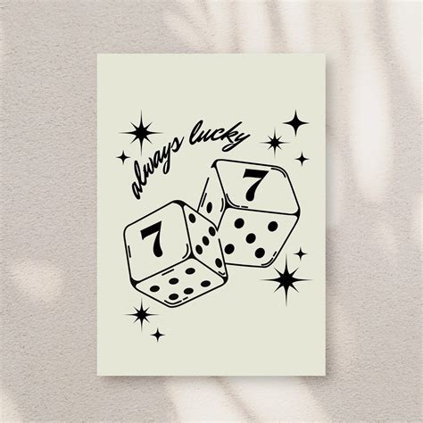 Always Lucky Seven Dice Poster, Retro Dice, Lucky Poster, Digital ...