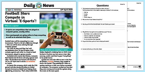 Sportspeople Compete in E-Sports Daily News Story (ages 9-11)