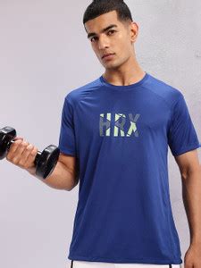 HRX by Hrithik Roshan Printed Men Round Neck Blue T-Shirt - Buy HRX by ...
